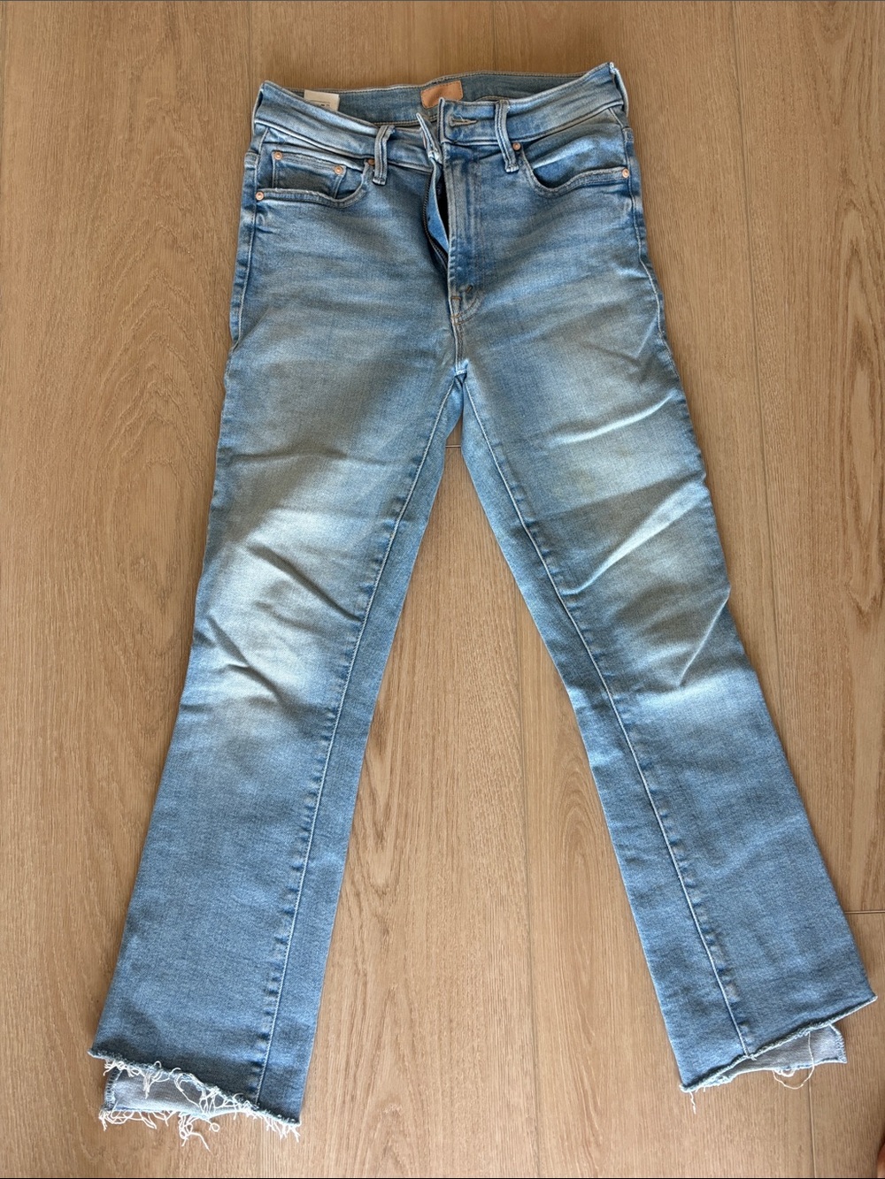 MOTHER Light Blue Jeans with Frayed Hem